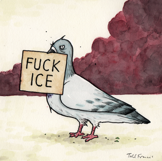 Protest pigeon with Sign