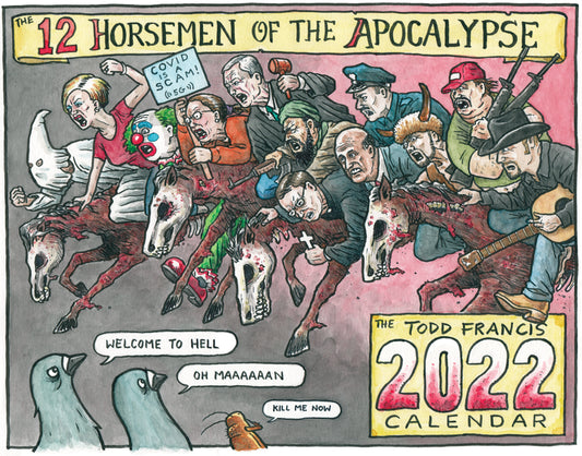 Framed Original Painting "12 Horsemen Of The Apocalypse"